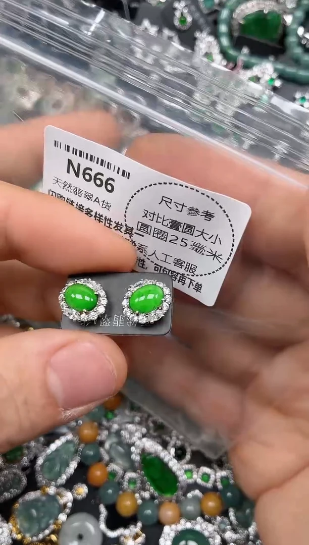 颈饰未镶嵌翡翠N666耳钉