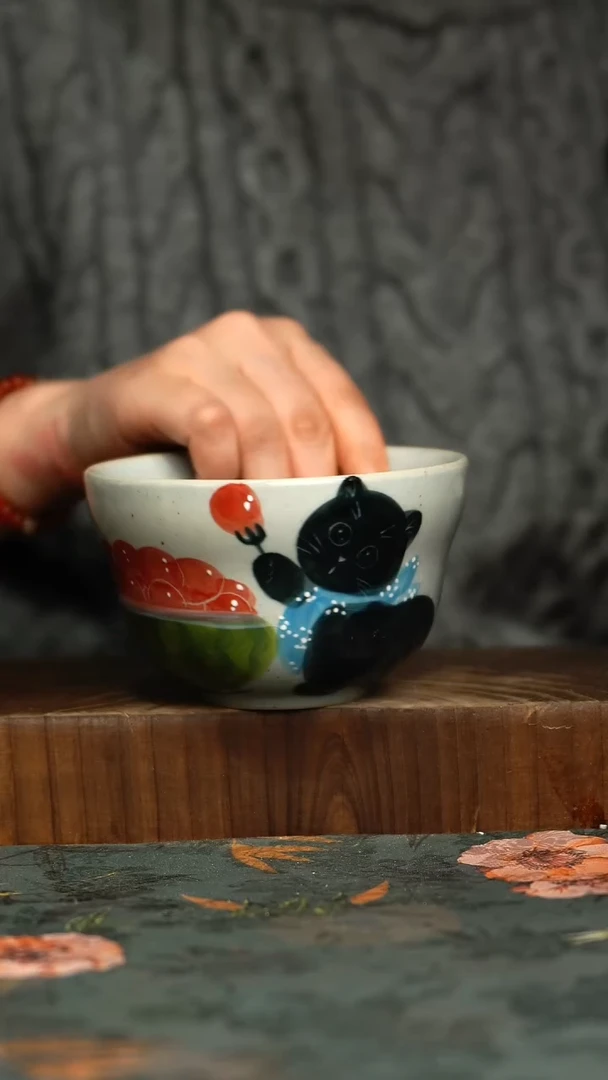 杯釉下彩手工手绘同款陶器