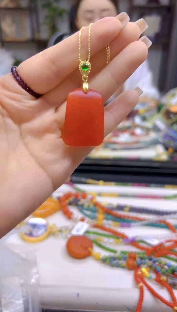 银S925镀金镶嵌吊坠(赠链)蜜蜡DIY款D17