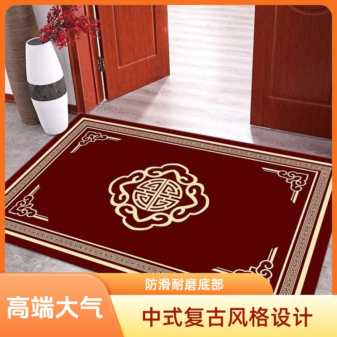 新中式复古大气入户门子母门双开门别墅门硅藻泥家用办公防滑地垫