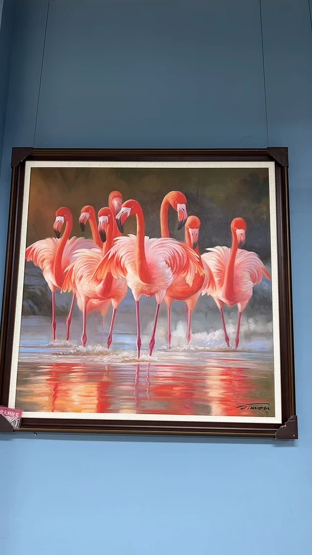 油画陶宗健-100*100-油画作品-火烈鸟