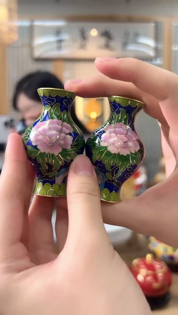 【闪购商品】景泰蓝2.5寸老货对瓶LHDP001蓝色