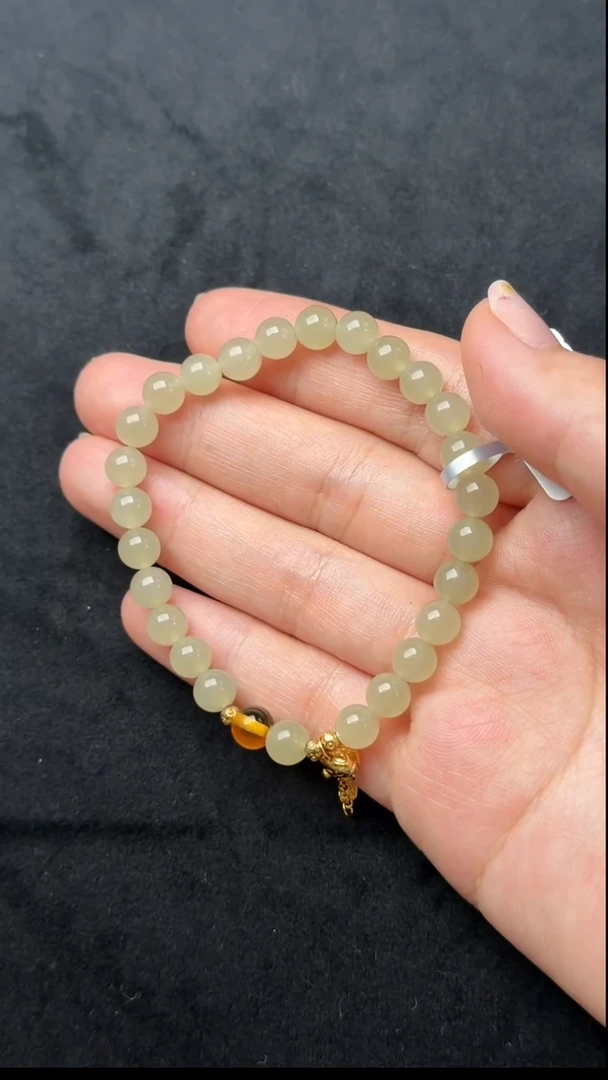 颈饰未镶嵌和田玉016-青白玉圆珠手串-6mm-SP0009-1205