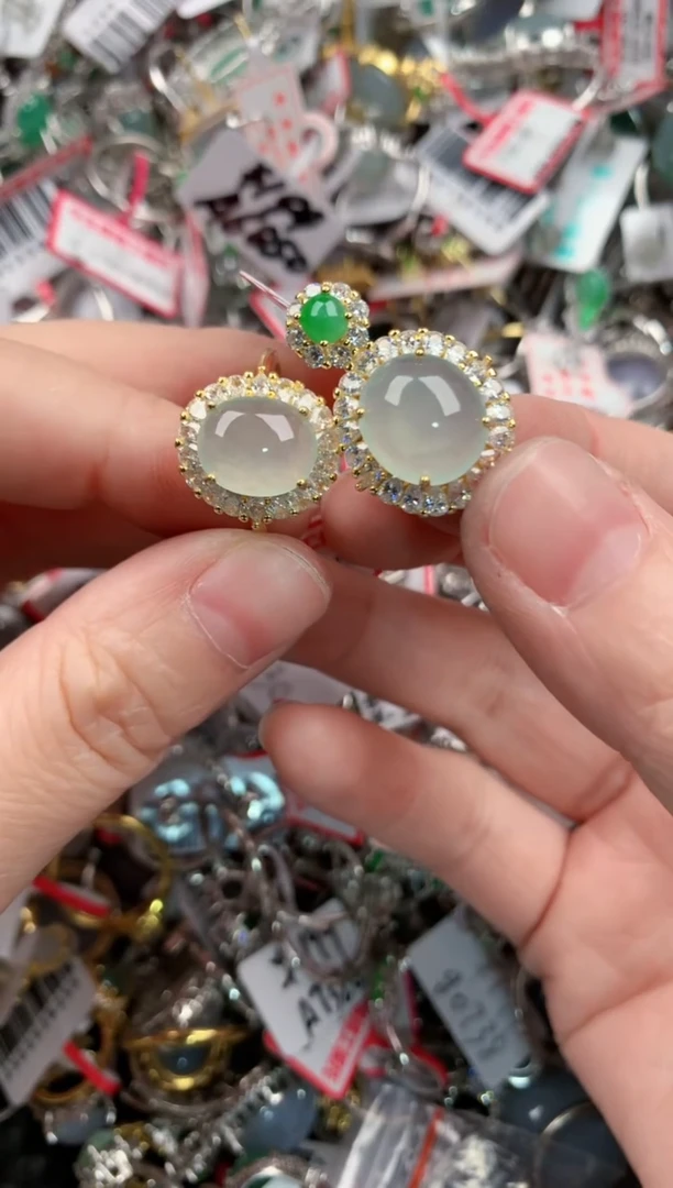 银S925镶嵌戒指翡翠6666----6