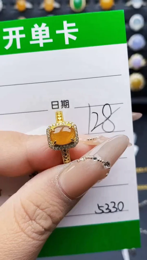 银S925镶嵌戒指翡翠5330
