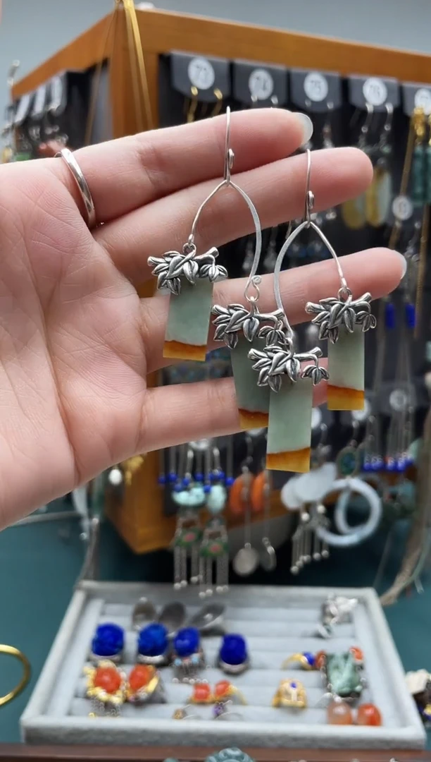 翡翠银S925镶嵌耳饰豫****）饰品