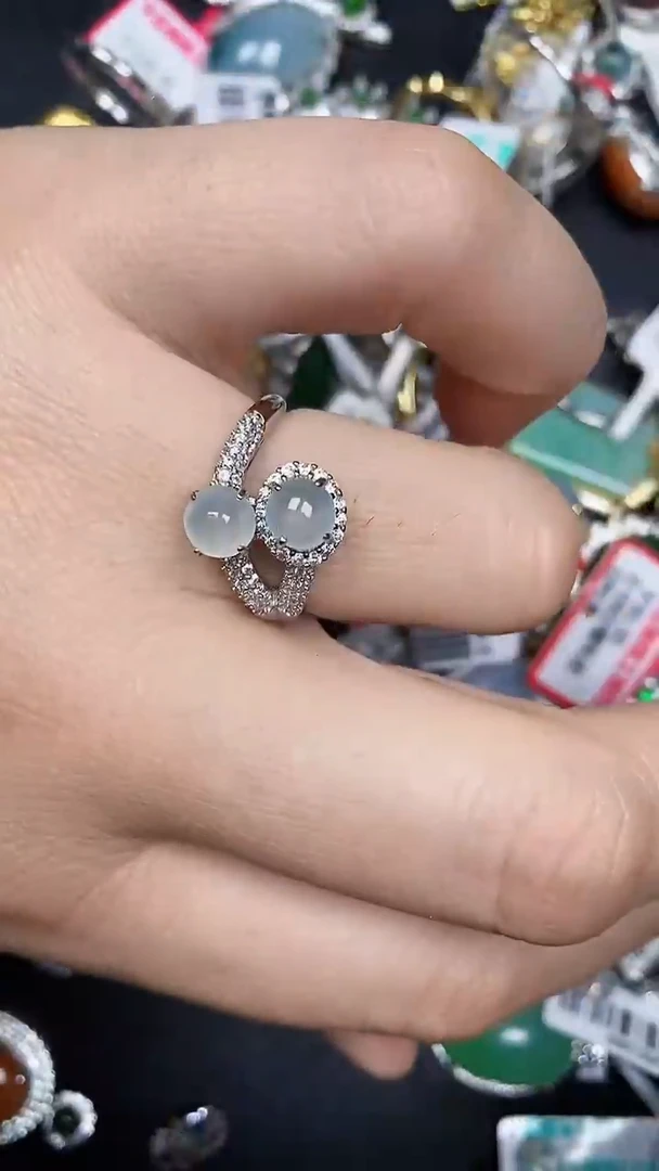 银S925镶嵌戒指翡翠3000