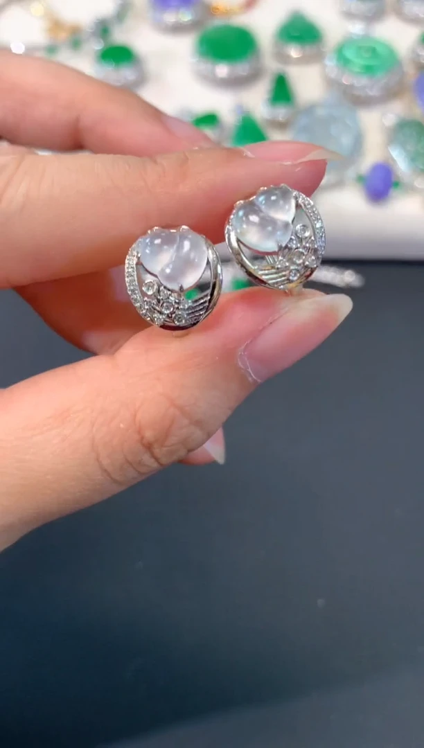 【闪购商品】翡翠耳饰18K金镶嵌A102|2980