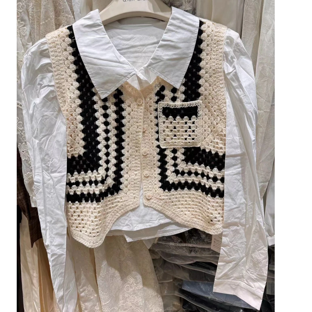 qq 9035 衬衣两件套短款连体雪纺衫翻领气质小香风设计感时尚衬衣