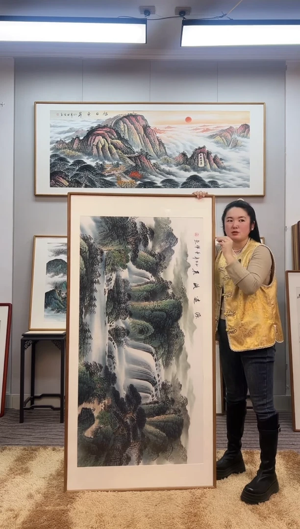 国画手绘山水162*82尺寸