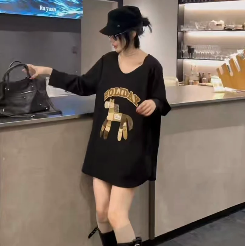 秋冬季新款大码特体20斤可穿宽松显瘦时尚百搭打底大衫T桖3018