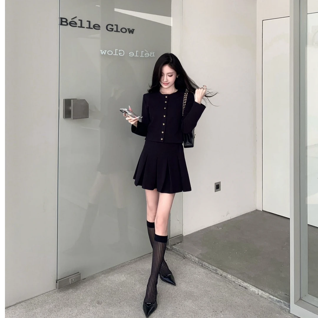 性感辣妹外穿长袖上衣气质显瘦洋气休闲百搭半身裙外穿时尚套装女