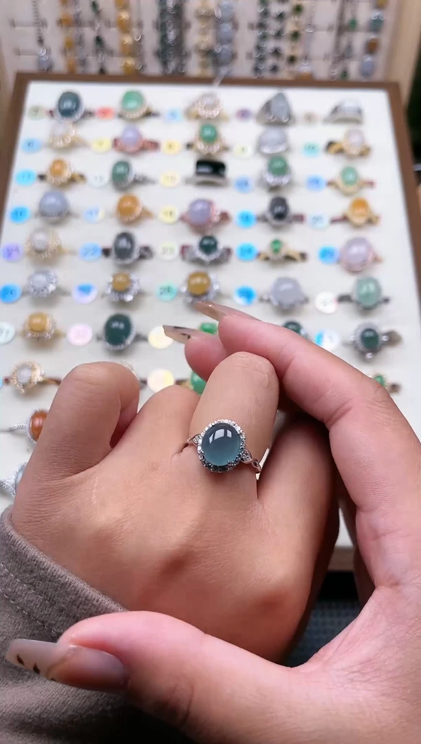 【闪购商品】翡翠戒指银S925镶嵌天然A货翡翠戒指