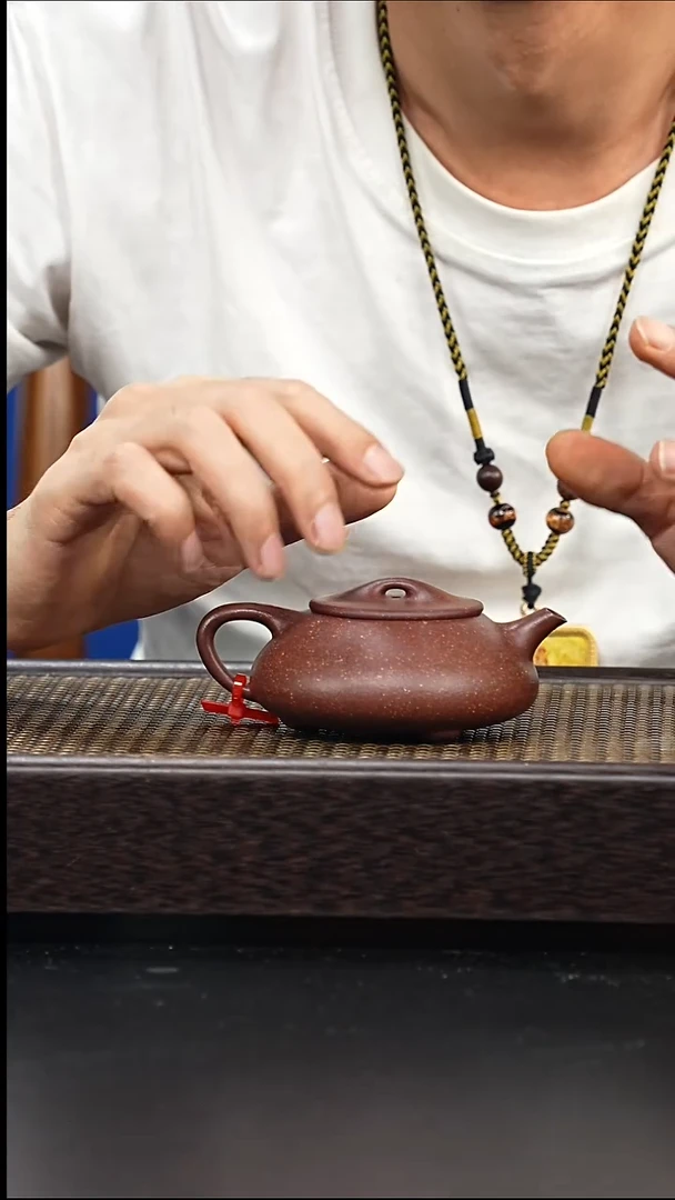 茶壶紫砂微瑕紫玉金砂光明石瓢005