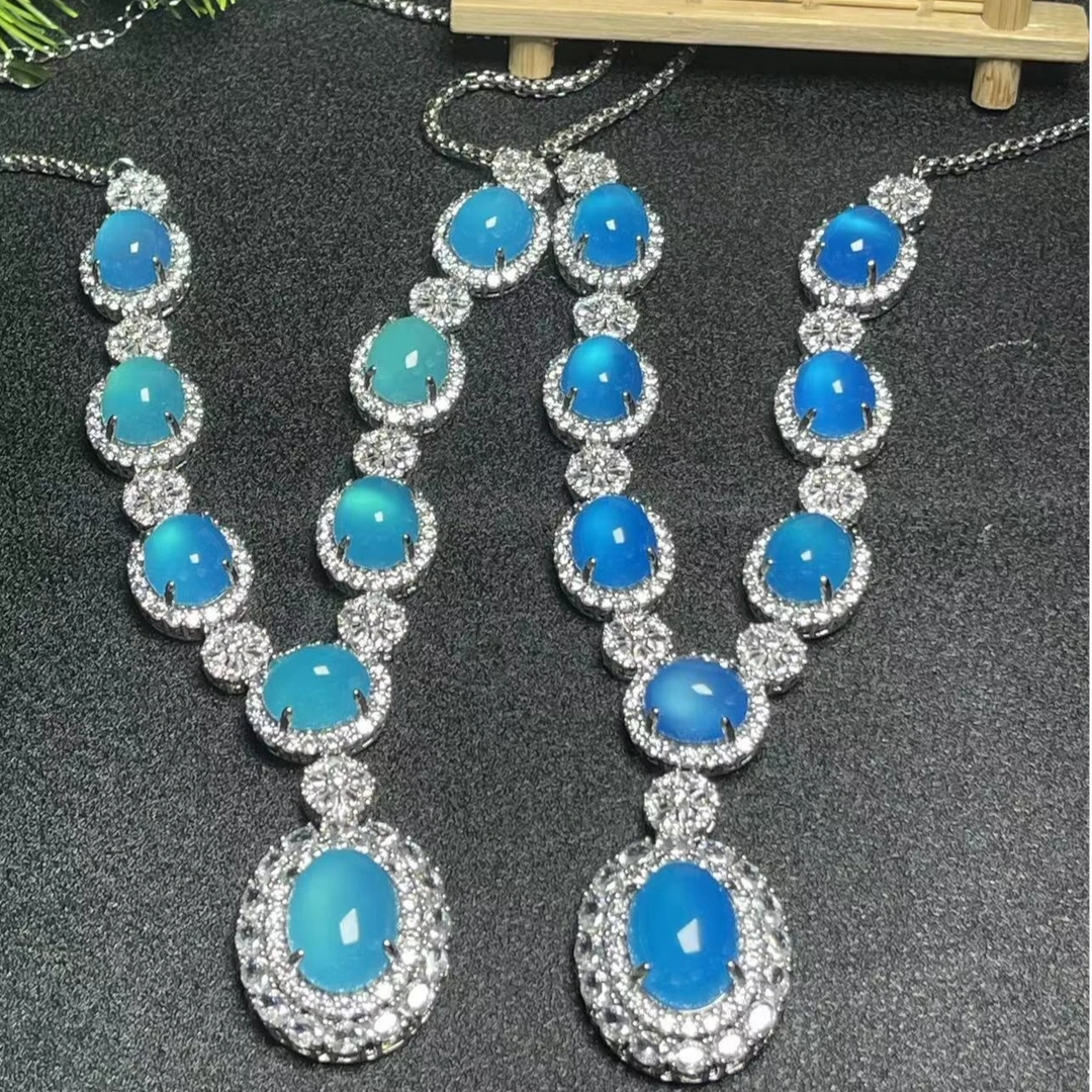 ST7085【福嘟嘟】苍天之瞳蓝玛瑙蛋面项链-送礼佳品-多样性只发一件