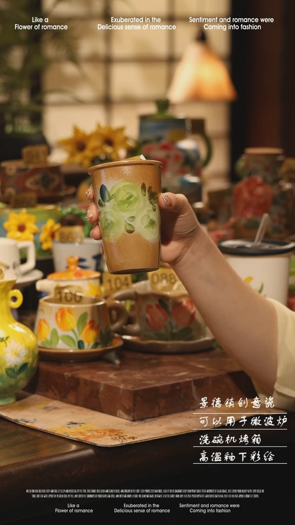 陶瓷景德镇高温手绘釉下彩设计师款式