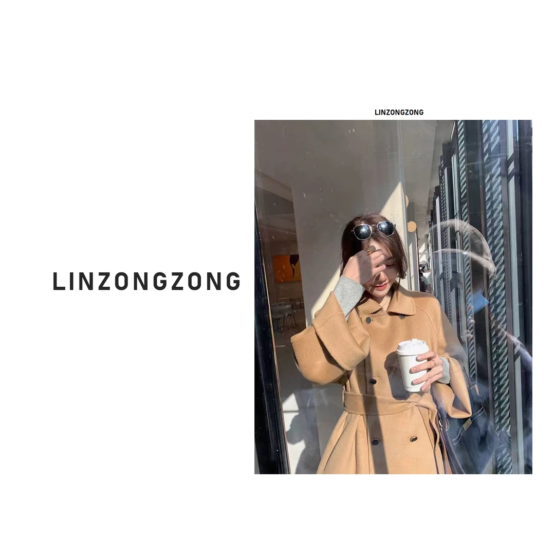 【林总总专属】8157 M毛呢外套女秋冬中长款双面呢子大衣8234