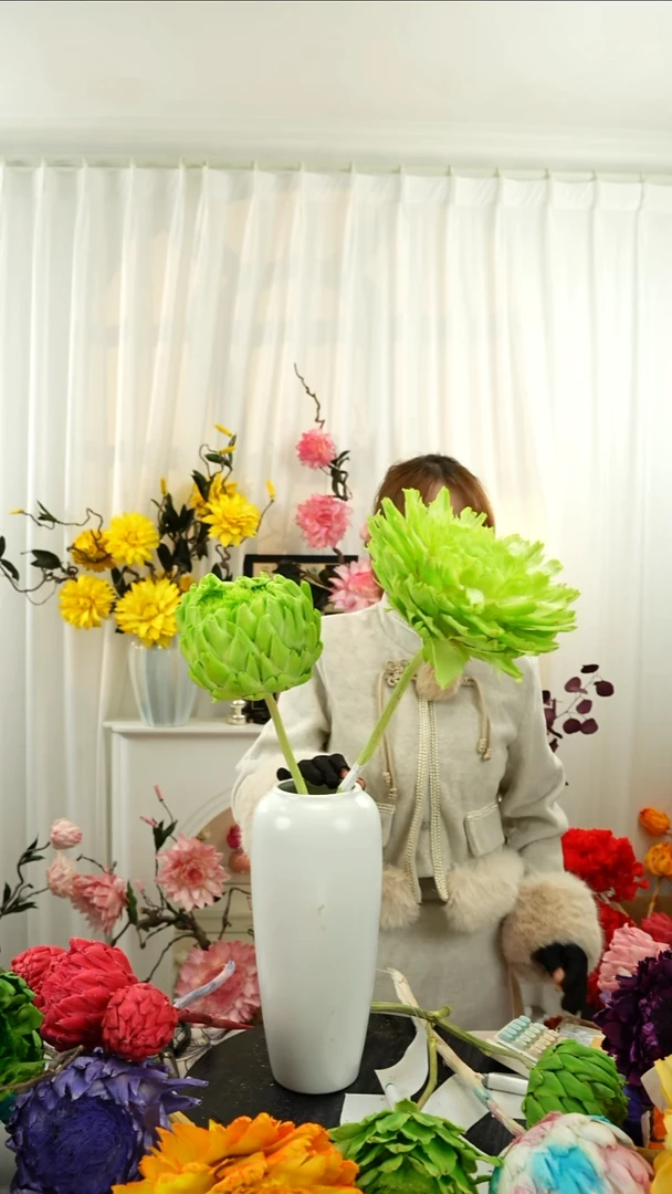 永生洋蓟  霸王花  两个头叶片有染色【果绿】A50