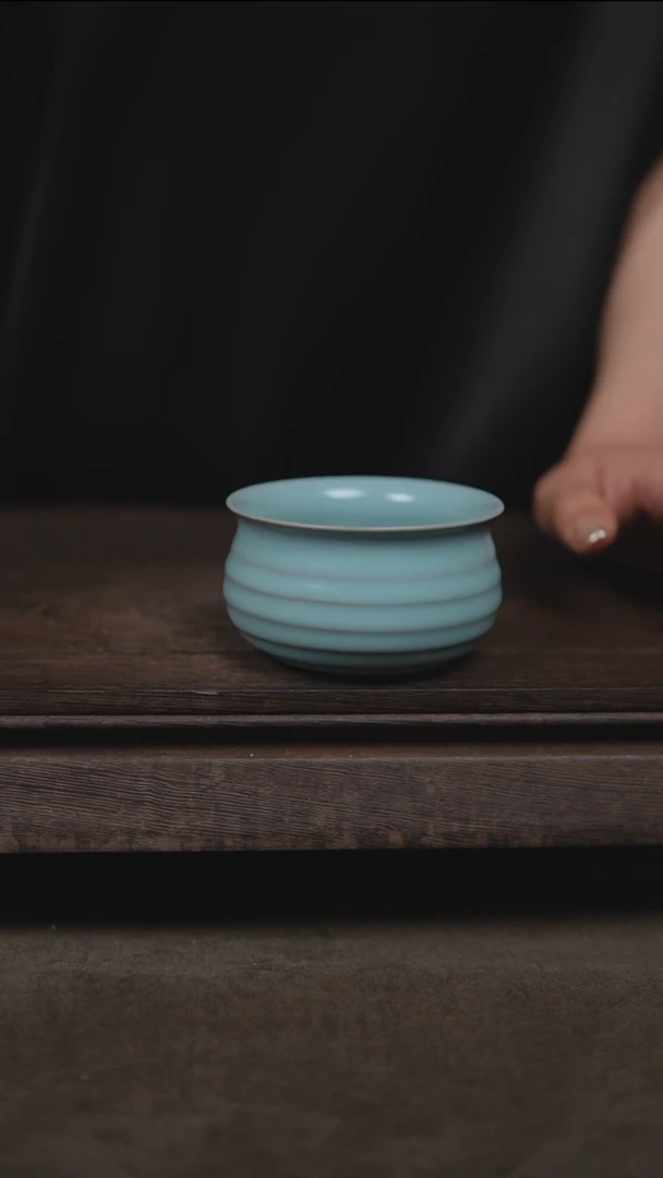 杯仿古宋臻釉炫纹杯微瑕