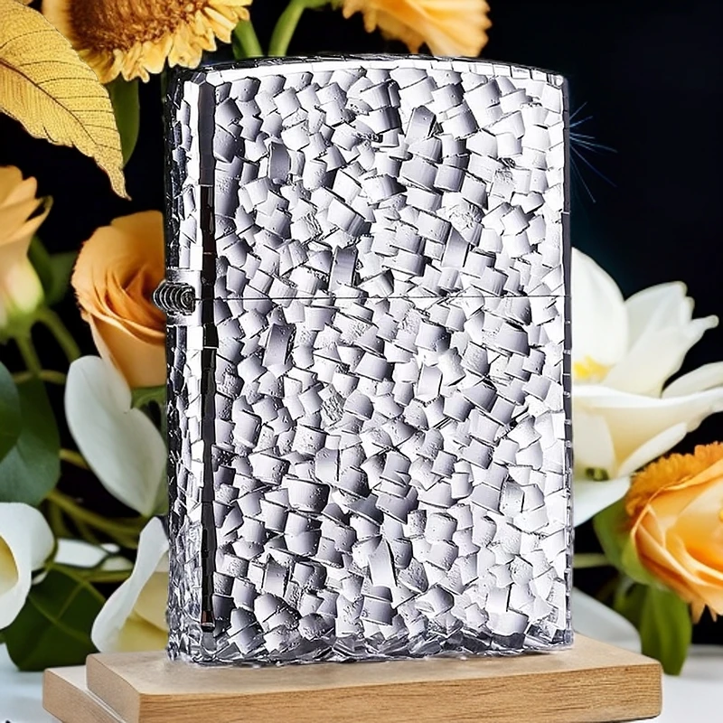 【老李推荐】zippo打火机碎冰冰镀银盔甲DYJ1