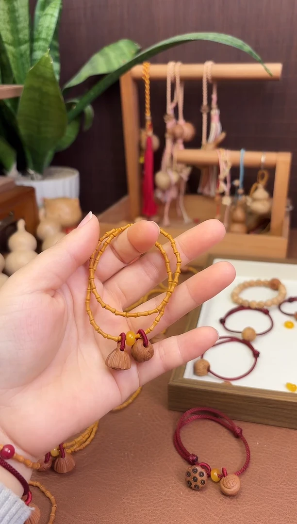 手串桃核好运莲莲竹节双圈