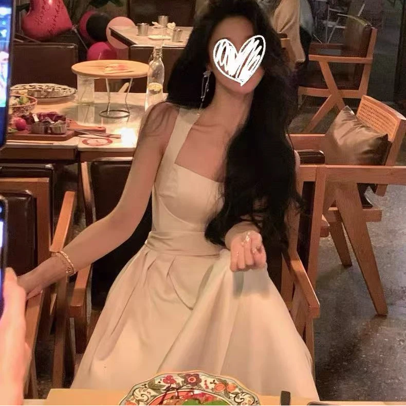 小众设计大摆连衣裙女绑带收腰显瘦高级感生日裙子