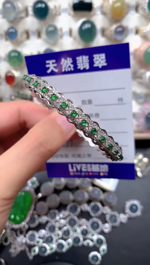 银S925镶嵌手镯翡翠121