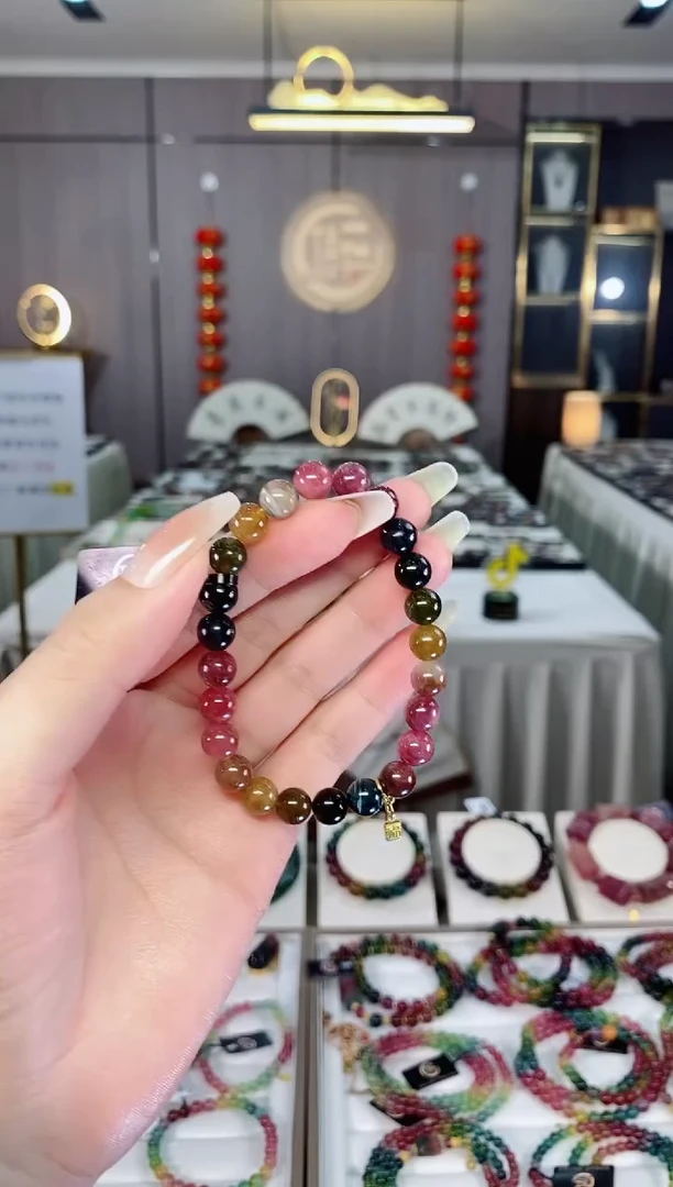 老矿碧玺单圈手串7mm+未镶嵌碧玺mz 多样性发货一条