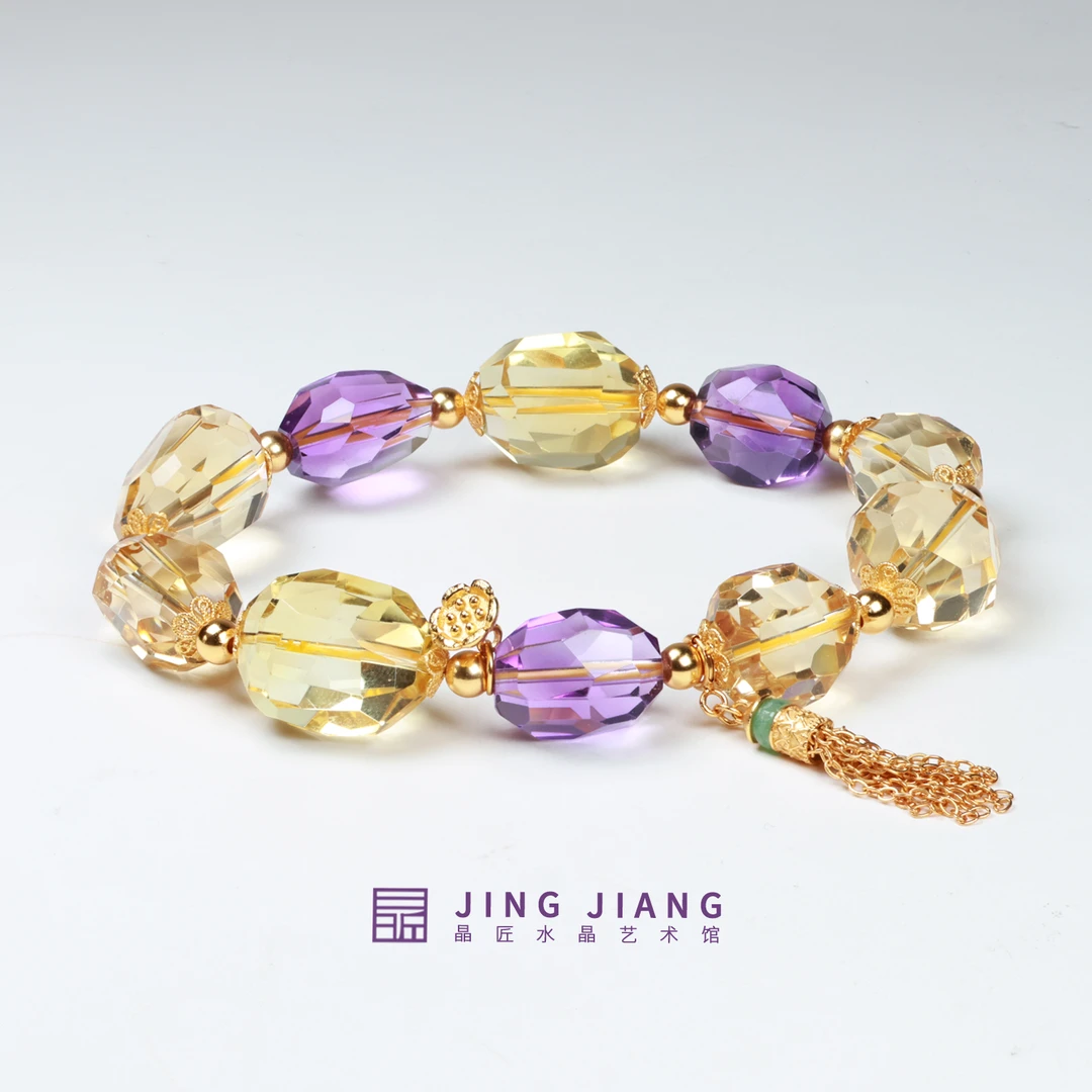晶匠天然黄水晶紫水晶刻面手串多样发一 编号-Z20484