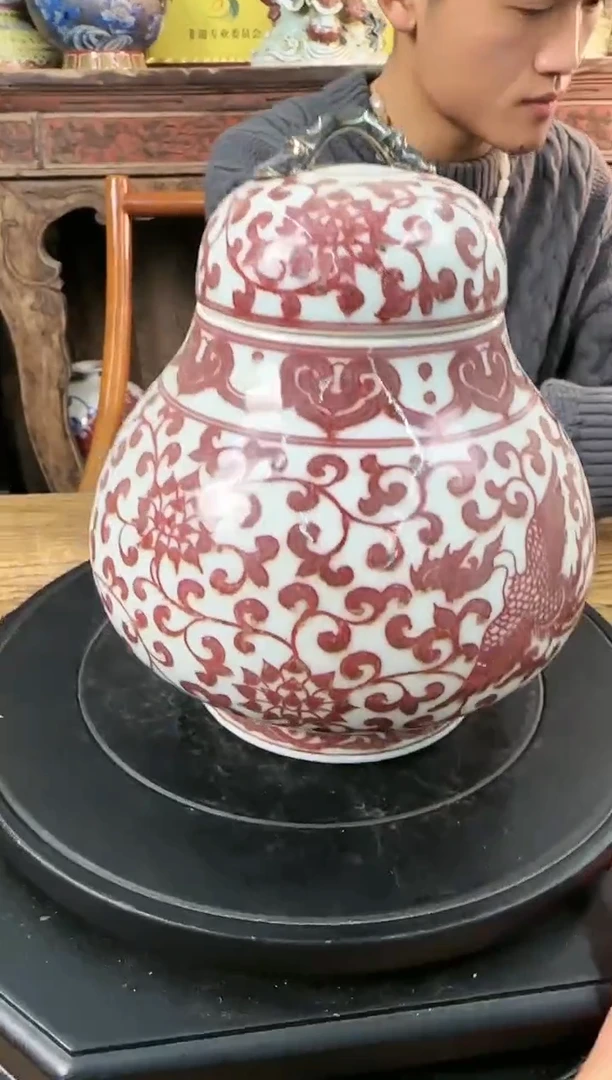 【闪购商品】摆件陶瓷 摆件 麒麟朝凤 盖罐