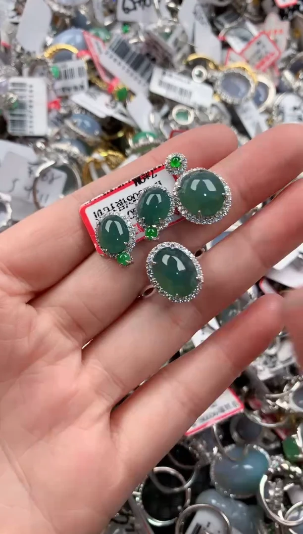 银S925镶嵌戒指翡翠101010----8
