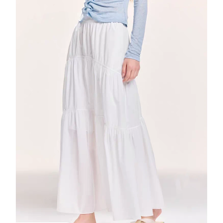 半身裙女长款春夏夏季新优雅清新A字大摆长裙裙子白色轻盈仙女裙