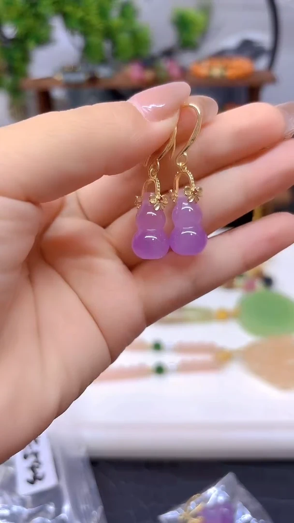 翡翠14K金镶嵌耳饰E543