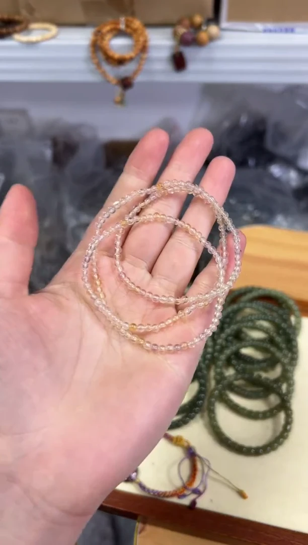 【闪购商品】水晶手链未镶嵌纯晶体紫黄水晶多圈[0006]