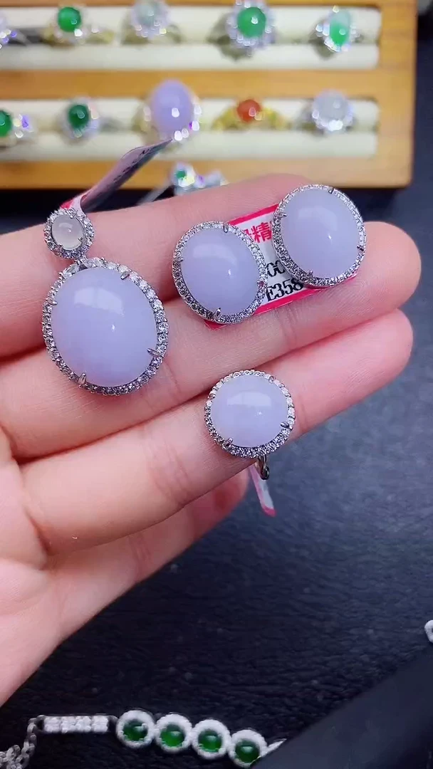 银S925镶嵌戒指翡翠1