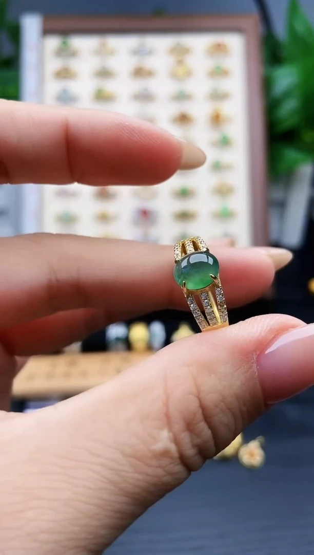 银S925镶嵌戒指翡翠12