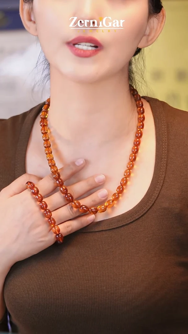 琥珀颈饰未镶嵌天然琥珀项链