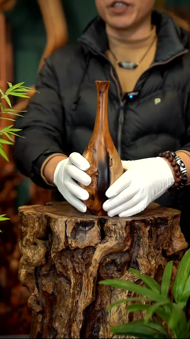 木雷击枣木富贵瓶