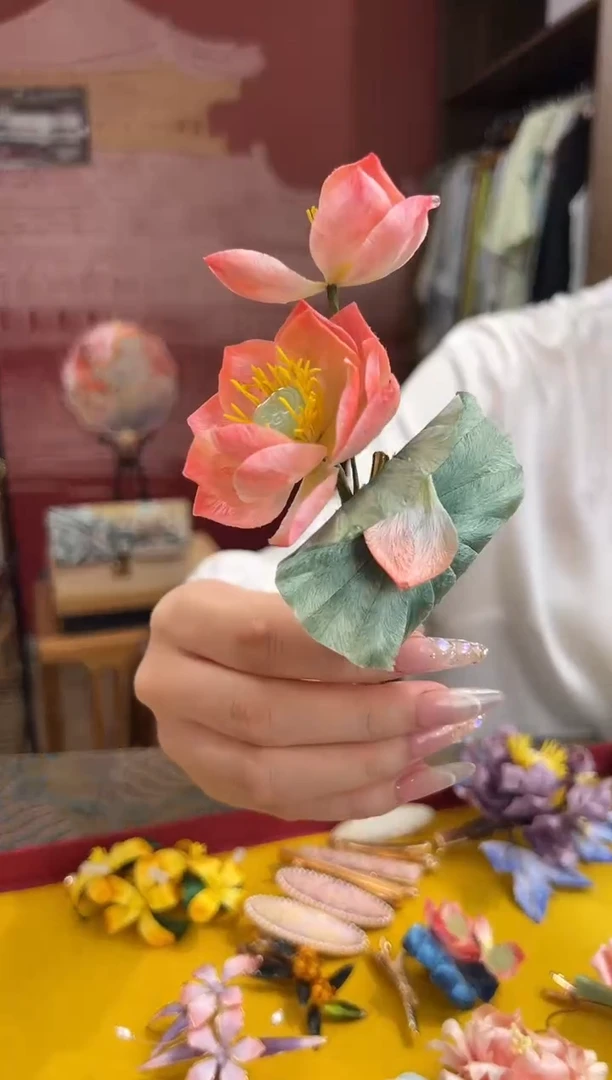 刺绣 非遗绒花（发饰）