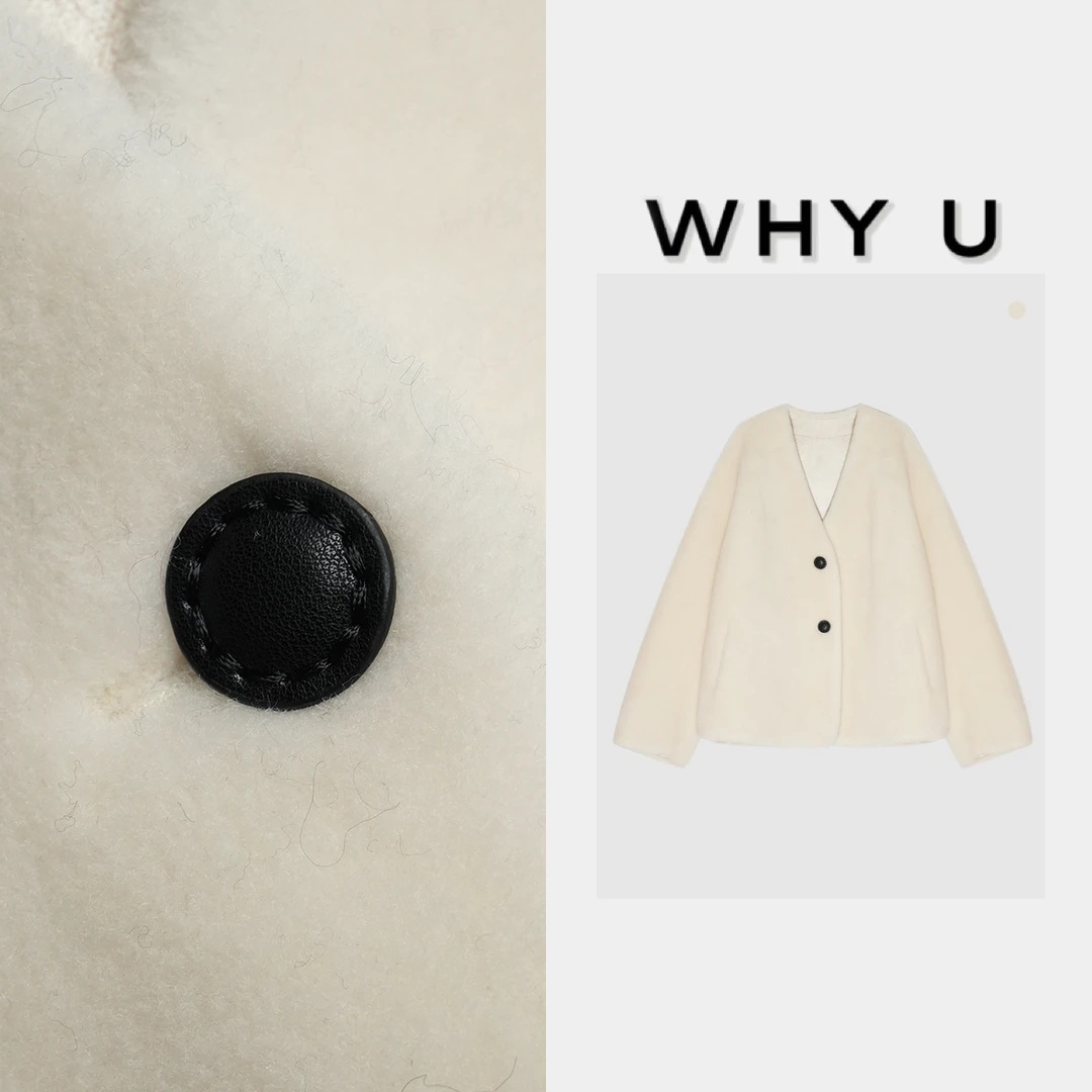 秋冬外套时尚外套24AW【V领黑扣白色外套】