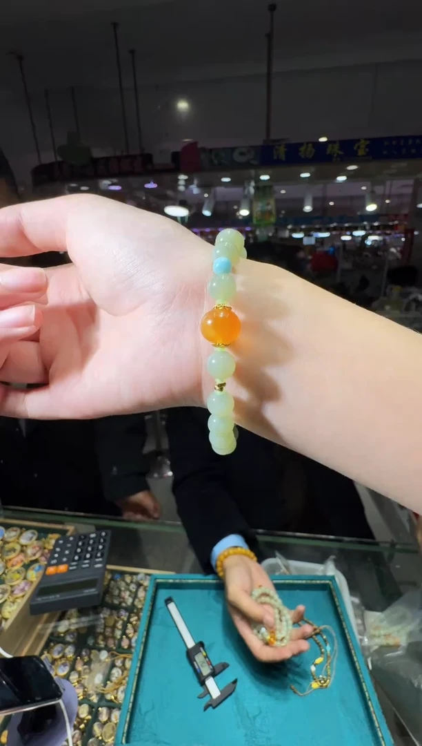 银S925镶嵌手链和田玉多样性发一件 573