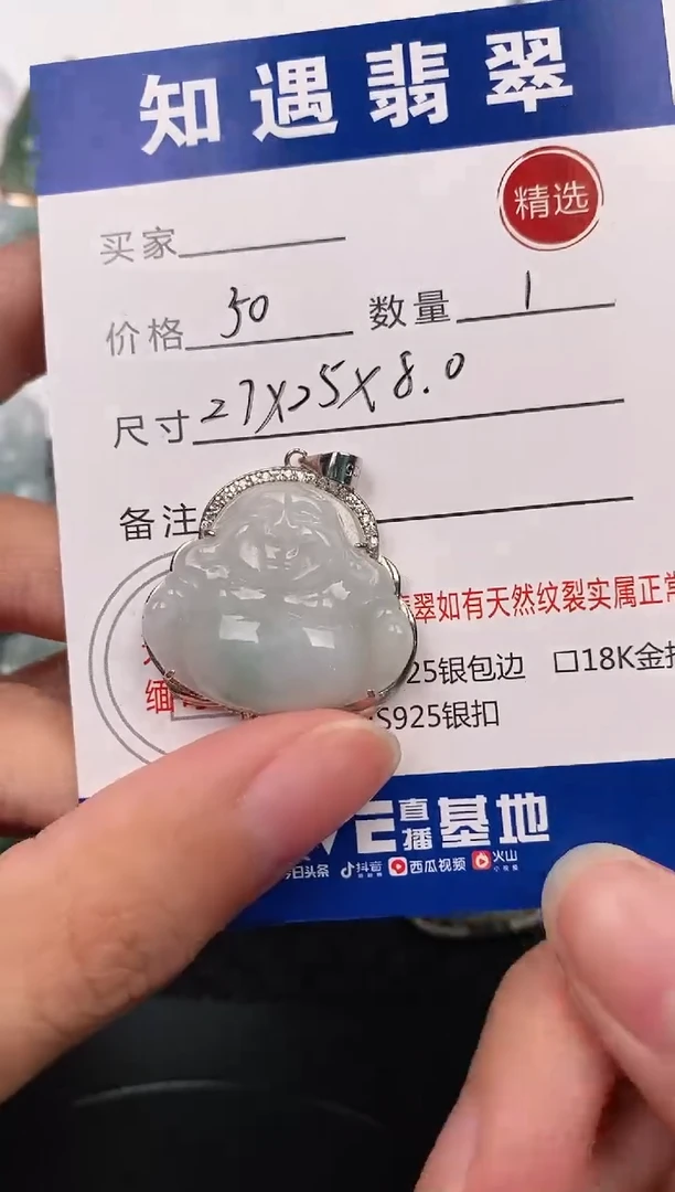 颈饰银S925镶嵌翡翠挂件