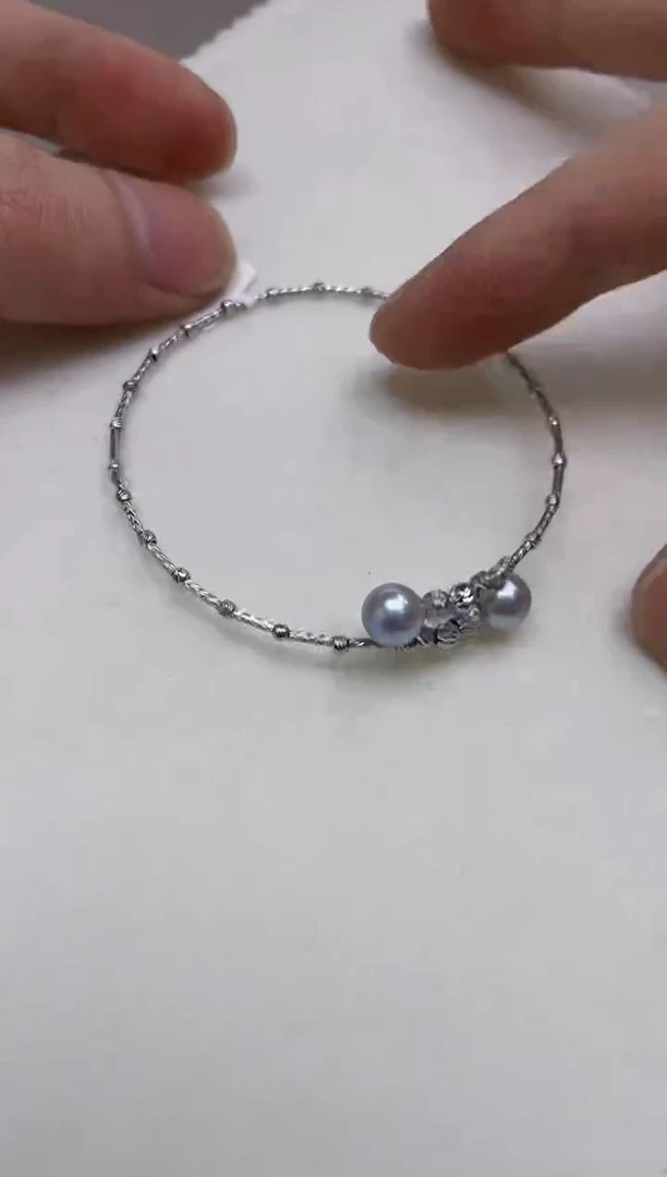 银S925镶嵌手镯海水珍珠