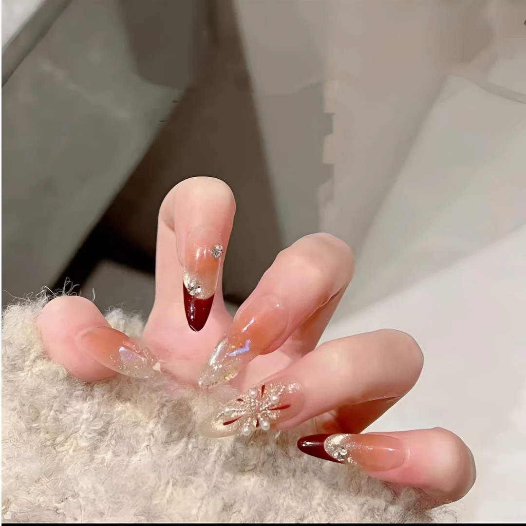 【繁星烟花】时尚清新纯欲高级感成品穿载式手工美甲显白气质