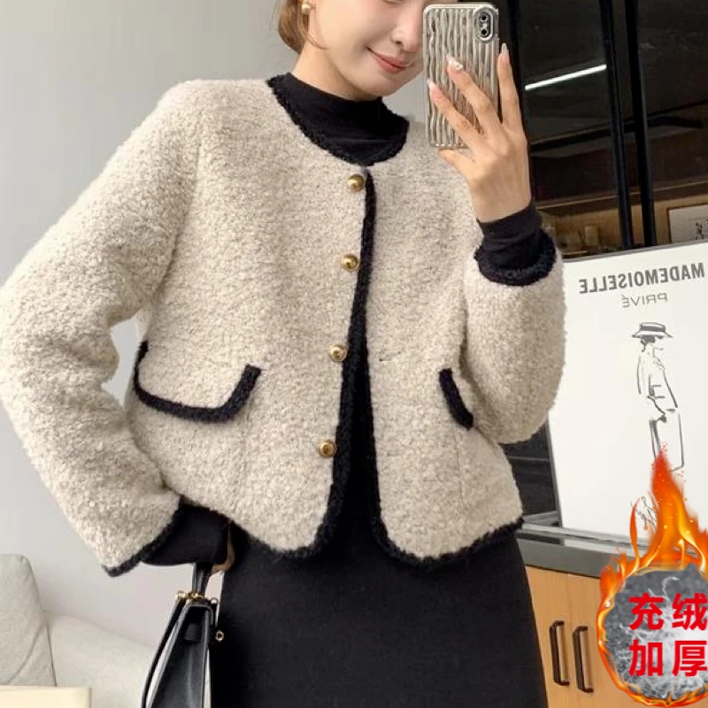 【退换包运费】时尚气质毛毛外套充绒内胆加厚小香风韩版YN553