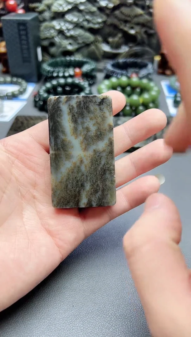 颈饰未镶嵌和田玉若羌青花意境平安无事牌