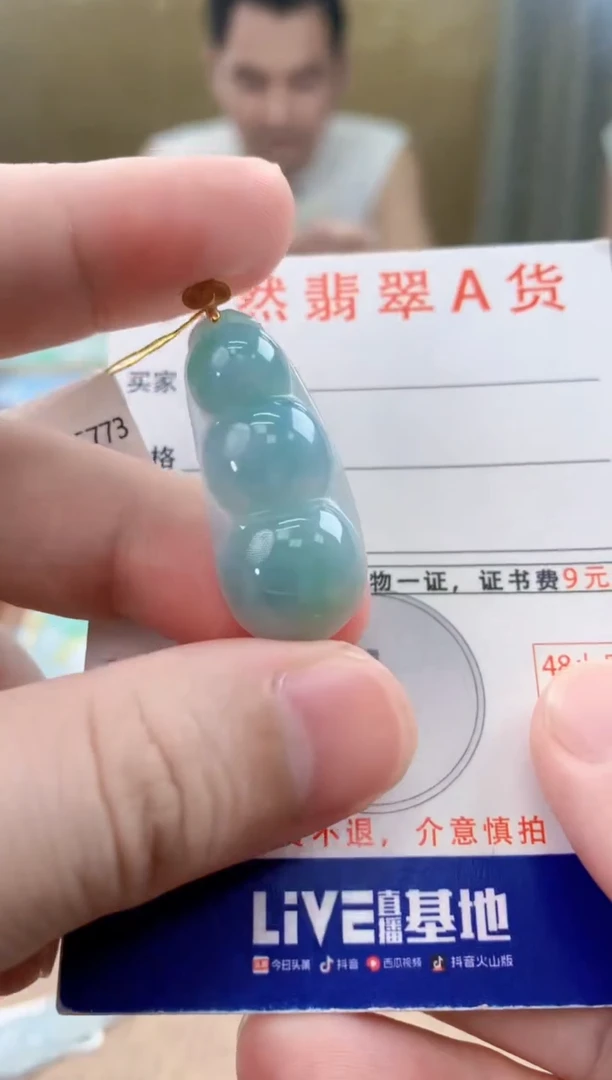 颈饰18K金镶嵌翡翠 天然A货翡翠挂件