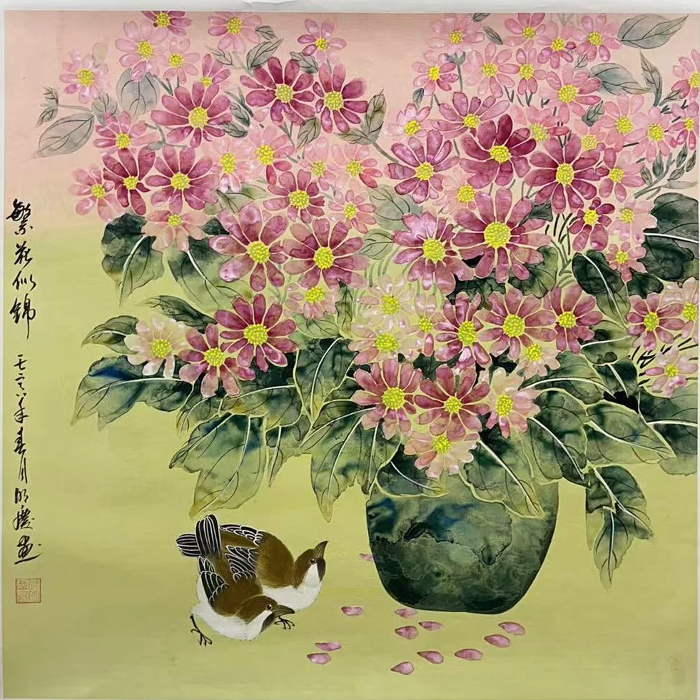 国画作品-斗方-繁花似锦