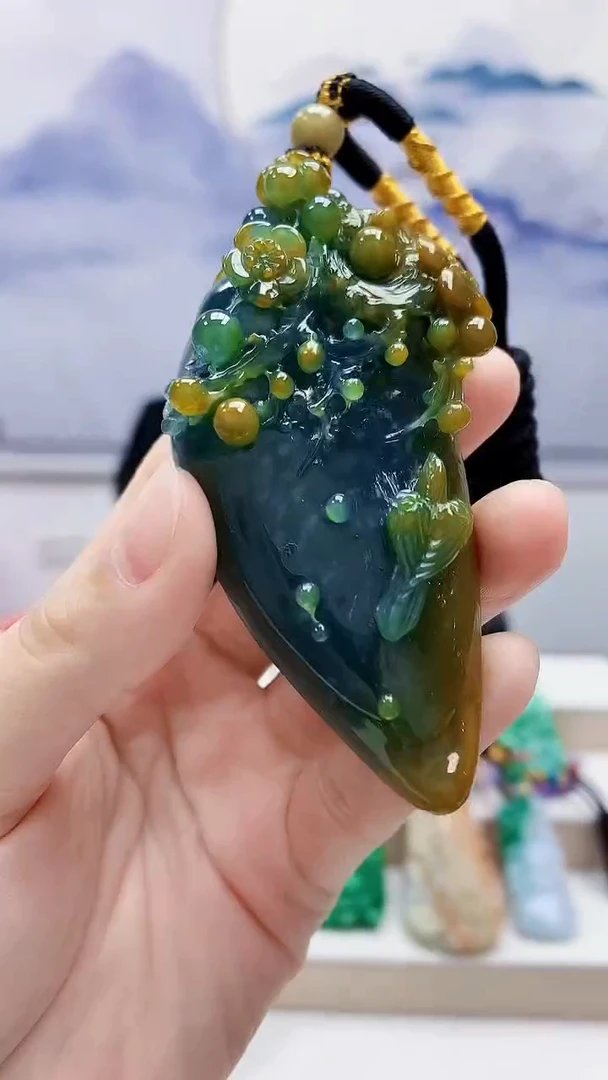 未镶嵌定制翡翠5060lr-毛货挂件53