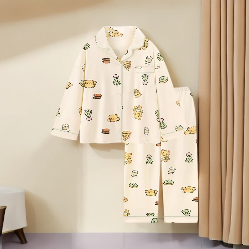 『小熊烘焙』2025新款纯棉睡衣女款春秋季甜美可爱长袖家居服套装